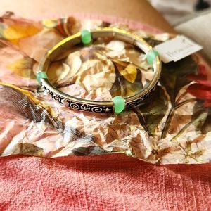 Silver Stretch Bracelet with Mint Green beads